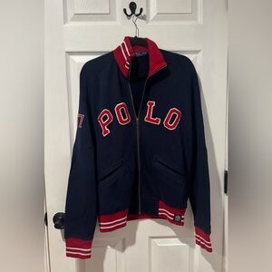 Polo Navy and Red Zip-Up Sweater Jacket